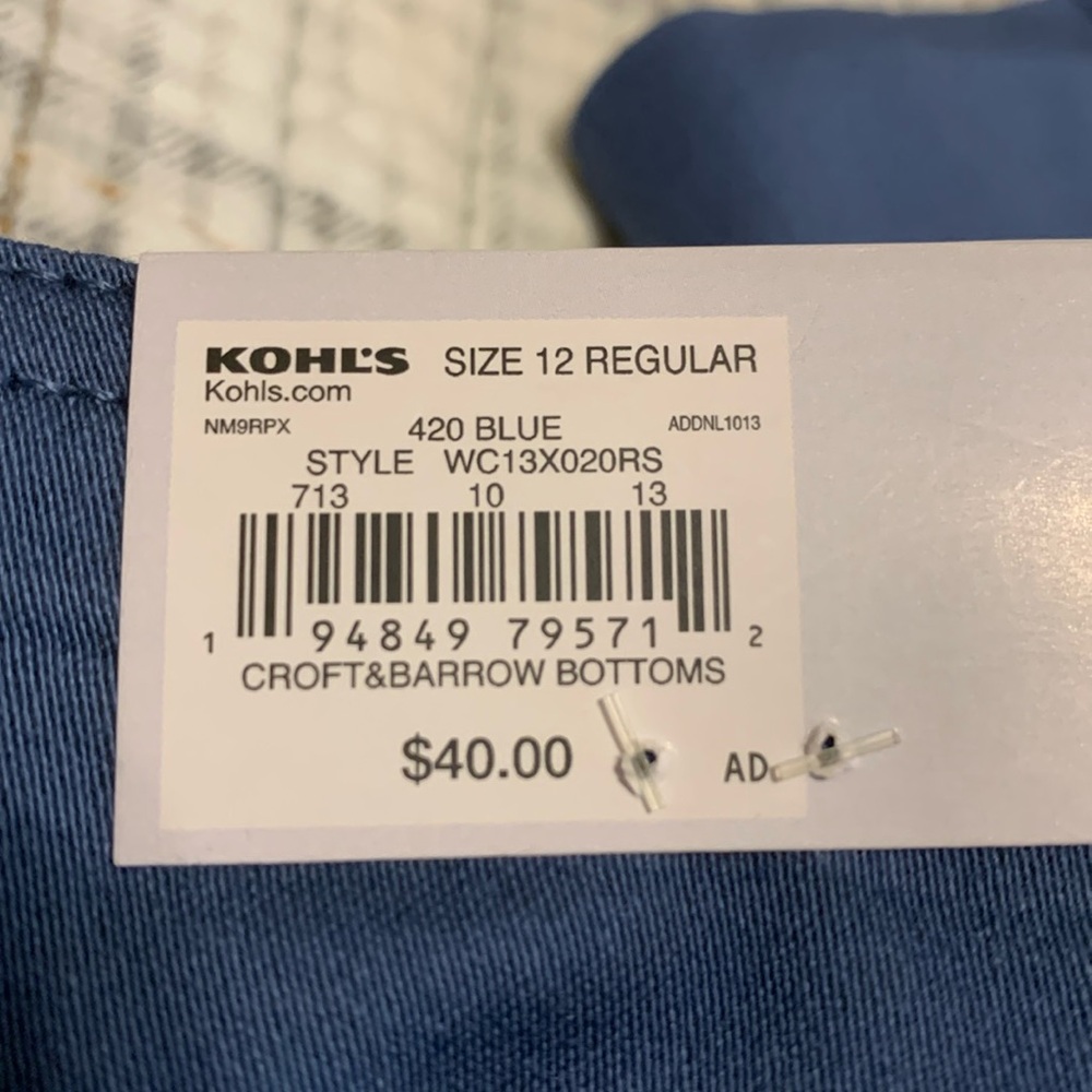 Croft & barrow size 12 regular blue effortless stretch mid-rise pants NWT - Picture 3 of 5